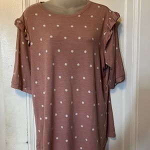 Maurices Pink Polka Dot Top 0X